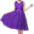 Kids plain party frock purple. 