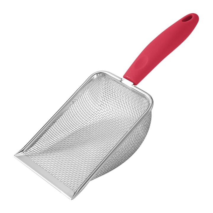 Cat Litter Scoop, Litter Cleaner Corner Shovel,Stainless Steel Mesh Litter Shovel,Easy to Clean Sand Waste Reusable B