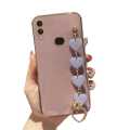 For Samsung Galaxy A10s Phone Case Back Cover Love Chain Bracelet Plating Fashion Ladies Pink. 
