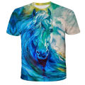 Vintage Oil Painting Men Art Colo 3D Horse Graphic T Shirts Boy Girl Summer Short Sleeve Commute Women Cool Casual Tee Tops. 