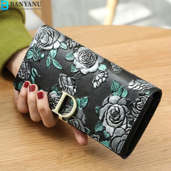 BANYANU%20Rose%20Printed%20Cow%20Genuine%20Leather%20Wallet%20Dompet%20Wanita%20Women%20Long%20Wallet%20Card%20Holder%20Lady%20Phone%20Purse%20Wallets%20for%20Women%20-%20Image%203