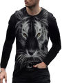 Vintage polyester T shirt men long sleeve 3D lion printed top MEN'S oversized clothes O neck casual tee male T shirt streetwear. 