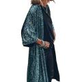 DESCENTE Women Sequined Cardigan Jacket Sparkly Sequin Cardigan for Women Stylish Mid-length Coat for Parties Daily Wear Three Quarter Sleeves Loose Fit Sequin Coat. 