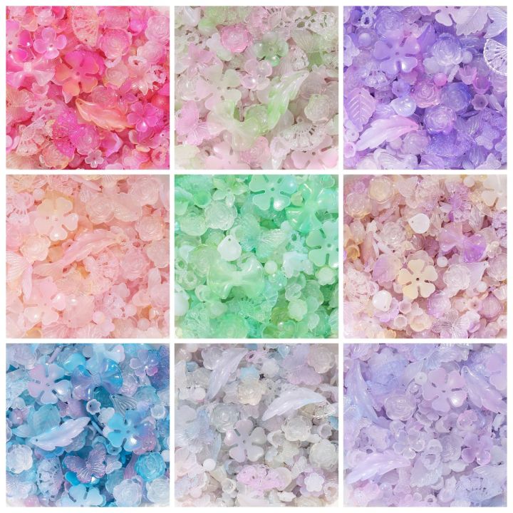 St. kunkka 30g Acrylic Jelly Mixed Beads ABS Irregular Perforated Hole Mixed Beads For DIY Bracelets Necklaces Jewelry Jewelry Accessories Making