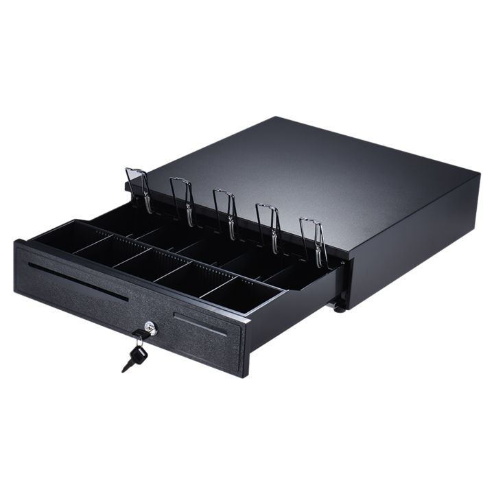 Heavy Duty Electronic Cash Drawer Box Case Storage 5 Bill 5 Coin Trays Check Entry Support Auto Manual Open Key-lock RJ11 for Epson Star POS Printer Money Register - Coin Tray Adjustable Moveable