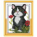 New Releases Cross Stitch Kits Patterns Embroidery Kit - Flowers Puppy 14CT 17×21cm. 