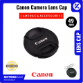 Canon Lens Cap 49mm with Canon Logo Center Pinch Snap-on Front DSLR SLR Lens Cap with Safety Cord - Protect Safe Dustproof Scratchproof Canon Nikon Yongnuo Godox Video Photo Videography Photography Indoor Outdoor Replacement 49 mm. 