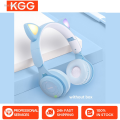 Anrushide 2025 New Wireless Headphone Flash Light Cute Cat Bluetooth with Mic 【2025 Version】 Control LED Stereo Music Helmet Phone Bluetooth Headset Gift. 