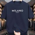 Top T Short Sleeve Crew Neck ITALY Fashion Casual Cotton Men's Summer 100% Loose MILANO Letter Print Shirt. 
