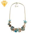 Shell Pendant Exquisite Ocean Theme Women's Necklace with Starfish Coral Shell Faux Pearl Rhinestone Decor Perfect for Vacation Beach Adjustable Length Stunning Lady Neck Jewelry Beach Style Shell. 