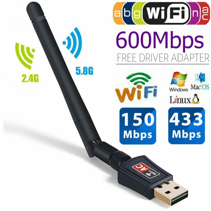 600Mbps Dual Band 2.4/5Ghz Wireless USB WiFi Adapter