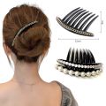 Vintage Pearl Crystal Hairclips Fashion Women Girls Maker Bun Hair Combs Plastic Shiny Chain Hair Accessories Ornament Headdress. 