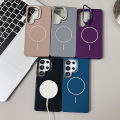 NEW Desert Titanium Gold lens frame holder magnetic silicone case for Samsung Galaxy S25 S24 Ultra magsafe charging soft back cover. 