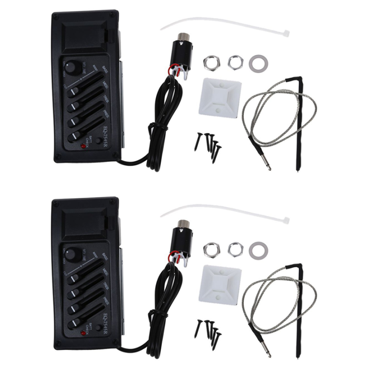2X Guitar Preamp Amplifier Equalizer EQ 4-Band EQ Preamp Acoustic Piezo 7545R