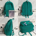 Girl Solid Color Fashion School Bag College Student Women Backpack Trendy Travel Lady Laptop Cute Backpack Green New Female Bag. 