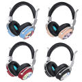 MH5 Wireless bluetooth 5.0 Headphone Foldable Pattern 3D Stereo TF Card AUX Headphone with Mic-Blue. 