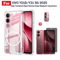 Vivo Y21D Transparent TPU Shockproof Phone Case With Magnetic Wireless Charging Sticke for Vivo Y21T Y21S Y21A Y20 Y20I Y20S Anti Spy Privacy Tempered Glass + Lens Film. 