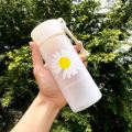 700ml Daisy Transparent Plastic Water Bottles Creative Transparent Frosted Water Bottle Portable Rope Travel Tea Cup. 