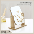 Wooden Desk Mirror High-Definition Portable Foldable Dressing Make Up Mirror 360 Degree Swivel Minimalistic Table Mirror Cermin. 