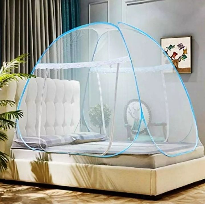 Foldable Mosquito Net (5×6 ft) One Side Zipper With Bottom Layer Net