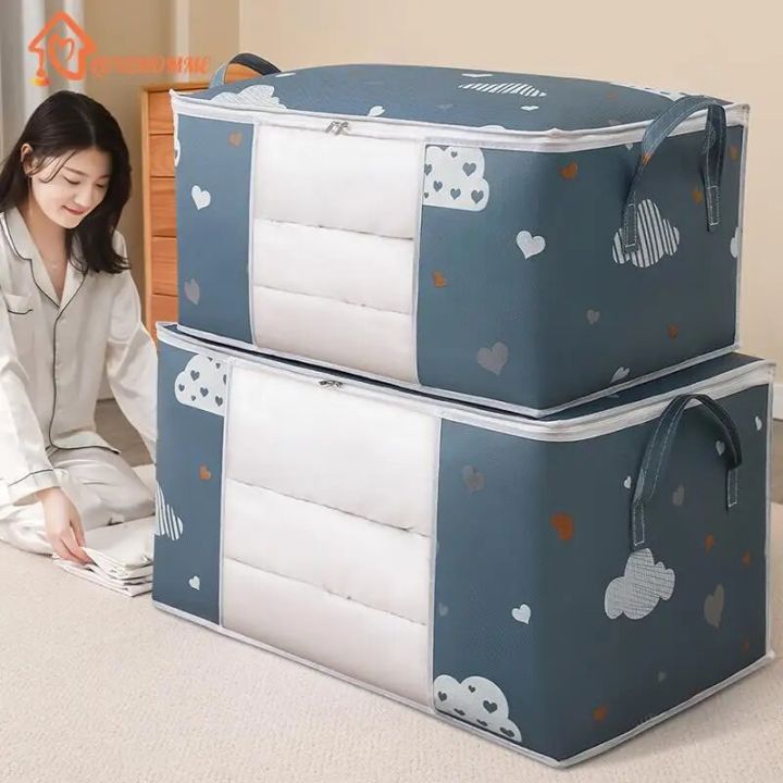 [HOT] Wardrobe Organizer Large Capacity Quilt Storage Bag Clothing Box Bedding Container Polyester Fabric Dustproof Storage Bags