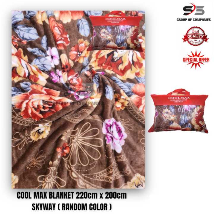 COOL MAX 200Cm x 220cm ( Random Color ) Bed Blanket Fleece Blankets For Bed Throw Blanket Machine Washable Home Textile Solid random Color