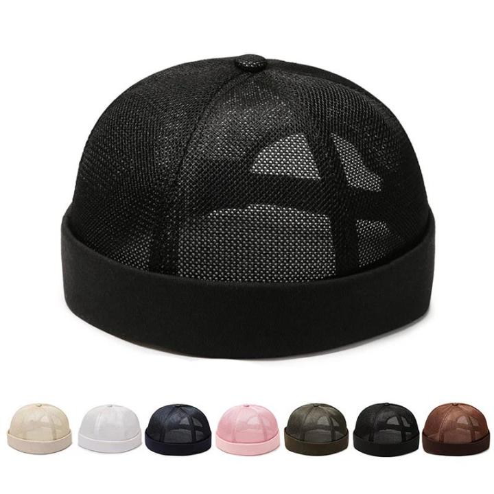 Full Mesh Quick Drying Caps Brimless Skullies Cap Beanie Hat Women Men Caps Solid Color Hip Hop Street Docker Hats Gorras