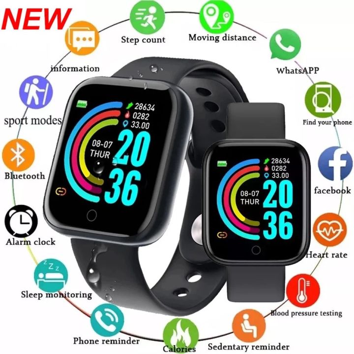 D20 Pro Y68 Smart Watch Bluetooth Men Women Fitness Bracelet Heart Rate Blood Pressure Monitor Sport Smartwatch For Android IOS