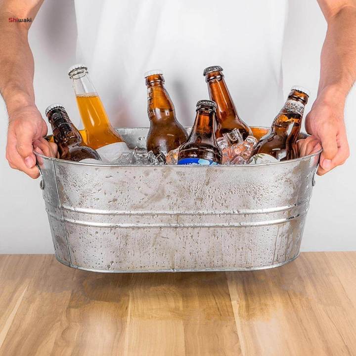 Galvanized%20Oval%20Beverage%20Tub%20Ice%20Holder%20for%20Parties%20Tin%20Ice%20Bucket%20Beer%20Bucket%20for%20Cocktails%20Drinks%20-%20Image%204
