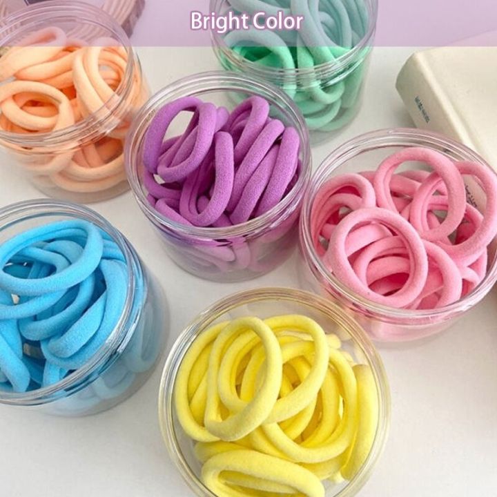 𝟱𝟬𝗣𝗖𝗦 / 𝗕𝗢𝗫 》Korean Style Colorful Hair Ties Seamless Elastic Rubber ...