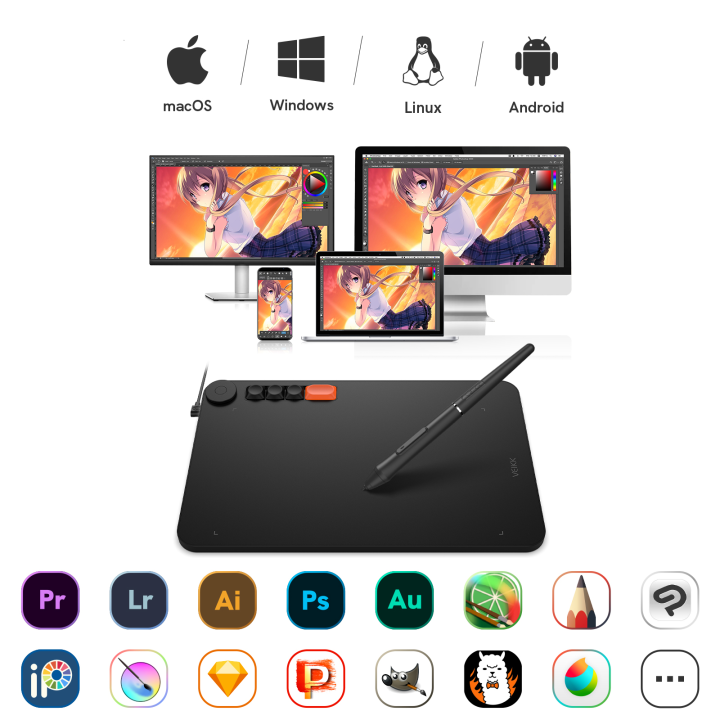 New!!%20VEIKK%20Voila%20L%2010%20x%206%20Inch%20Graphics%20Drawing%20Tablet%20Drawing%20Pad%20for%20Digital%20Art%20With%2016384%20Levels%20290%20PPS%20Passive%20Pen%20Writing%20Pad%20For%20Online%20Teaching%20Pen%20Tablet%20With%201%20Quick%20Dial%20And%204%20Hotkeys%20-%20Image%209