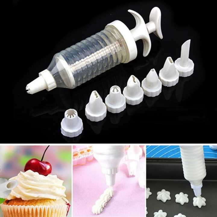Cake Decoration With 8pc Moulds 8 Nozzles Plastic Icing Piping Cream Syringe Tips Set for Cake Decor Daraz.lk