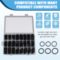 1200pcs O Ring Sealing Washer Black Rubber O-Ring Plumbing Gasket Oil Resistant High Temperature Kit. 
