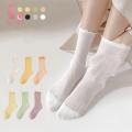 Bliss Hollow Mesh Socks Women's Breathable Anti-slip Cotton Sports Socks Thin Hollow Design High Elasticity Sweat-absorption Buyers' Favorite Summer Footwear. 