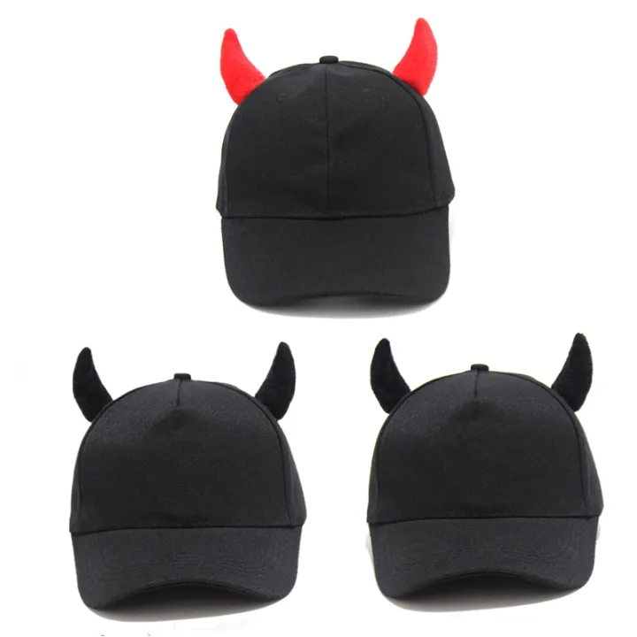 Halloween Novelty Devil Ox Horn Hip-Hop Baseball Cap Cosplay Sunscreen ...