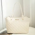 PU Leather Handbag for Women, Fashion Rhombic Jacquard Tote Shoulder Bag Simple Shopping Bag. 