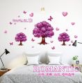 【WEJA】purple tree love butterfly Flower Wall Sticker for TV sofa kindergarten living room Bedroom Home Decor wedding decoration AY9228. 
