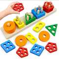 Five Sets of Column - Geometry Puzzle Board Shape Matching Building Block Toys Children Enlightenment  Early Childhood Education by ZinZen. 