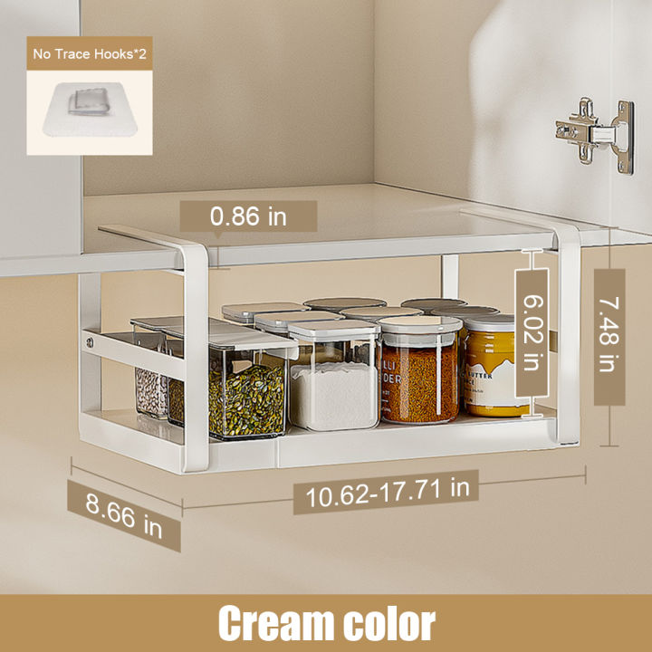 KOKKO%20Expandable%20Under%20Cabinet%20Shelf,%20Hanging%20Under%20Shelf%20Storage%20Basket%20Organizer,%20Metal%20Under%20Desk%20Storage%20Shelf%20For%20Pantry%20Kitchen%20Cupboard%20-%20Image%207