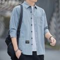Summer High-End Trendy Versatile 3/4 Sleeve Shirt Men Work Clothes Shirt Loose Short Sleeve Jacket Men. 
