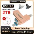 Lenovo 2TB High Speed 1TB Pendrive Type-c OTG Key Usb Flash Driver USB 3.0 Usb Stick Pen Drive Gift For IPhone 14 Pro/iPad/Mac. 