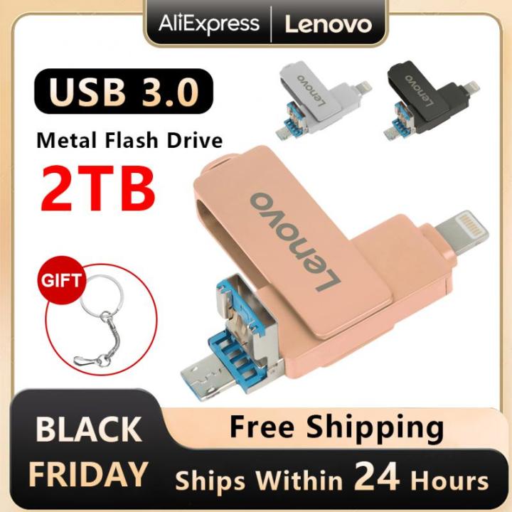 Lenovo 2TB High Speed 1TB Pendrive Type-c OTG Key Usb Flash Driver USB 3.0 Usb Stick Pen Drive Gift For IPhone 14 Pro/iPad/Mac
