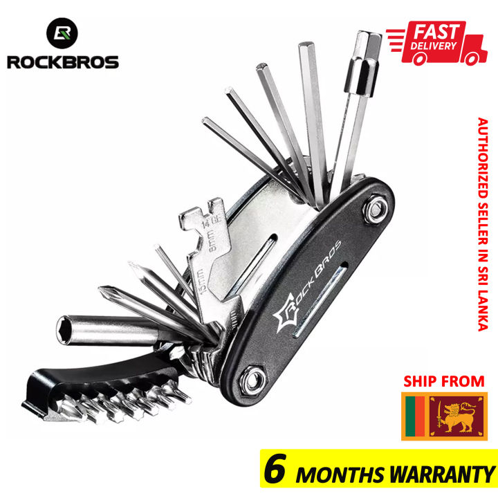 ROCKBROS 16 in 1 Multi-Function Bicycle Cycling Mechanic Repair Tool Kit，Bicycle Tool Kit, Motorcycle Portable Multifunctional Repair Tool Set， Folding Metric Mountain Bike Bicycle Multi Repair Tool Kit Hex Spoke Wrench Mountain Cycle Screwdriver Tool