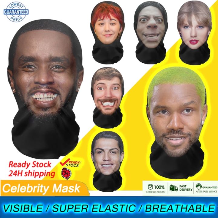 3D Full Face Mask Celebrity Face Funny Headgear P.Diddy Ishowspeed for Fans Halloween Christmas Cosplay Role Play