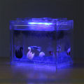 USB Mini Fish Tank Desktop LED Fish Tank Mini Aquarium Fish Tank Aquarium Kit Building Blocks Superimposed Fish Tank aquarium set. 