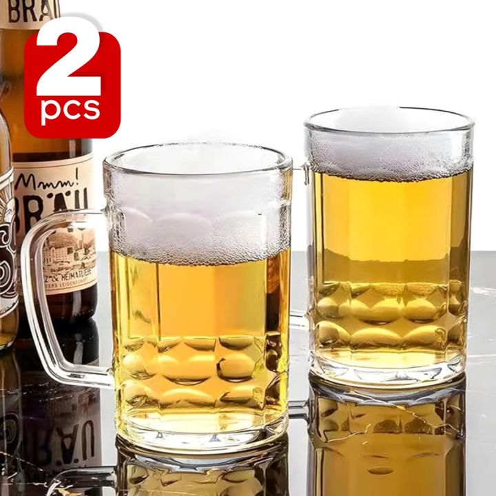 2 pcs Funky Stylish Transparent Beer Mug 400ml Daraz.lk