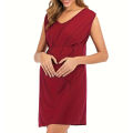 Yfashion Women's Sleeveless Maternity Dress Nursing Breastfeeding Solid Color Dresses Breathable Loose Casual Dress. 
