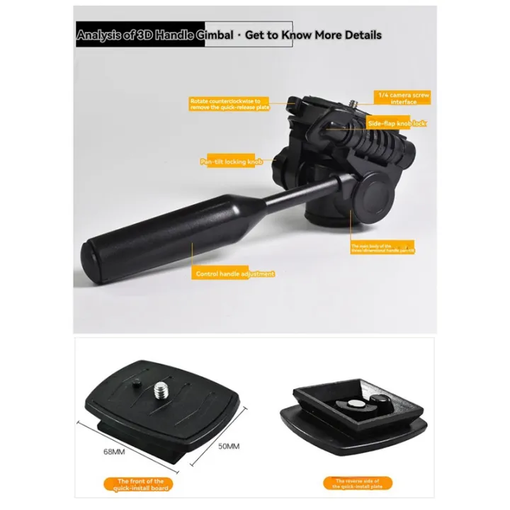 Tripod%20Head%20Camera%20Video%20Head%20Hydraulic%20Fluid%20Handle%203/8"%201/4"Thread%20with%20Quick%20Release%20Plate%20-%20Image%203