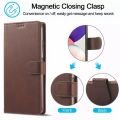 Luxury Leather Flip Pouch Cover For Samsung galaxy A14 5G/A14 4G/A13 4G/M31/A32 4G/A53 5G/A02/M02/A04E/A04S/A03S/A04/A03/A03 CORE/A02S/M02S/M21 - (Brown). 