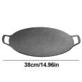 Grill Pan BBQ Baking Frying Round Griddle Plate Non-Stick Cooking Tools with Brush Gloves and Tongs for Camping Outdoor. 